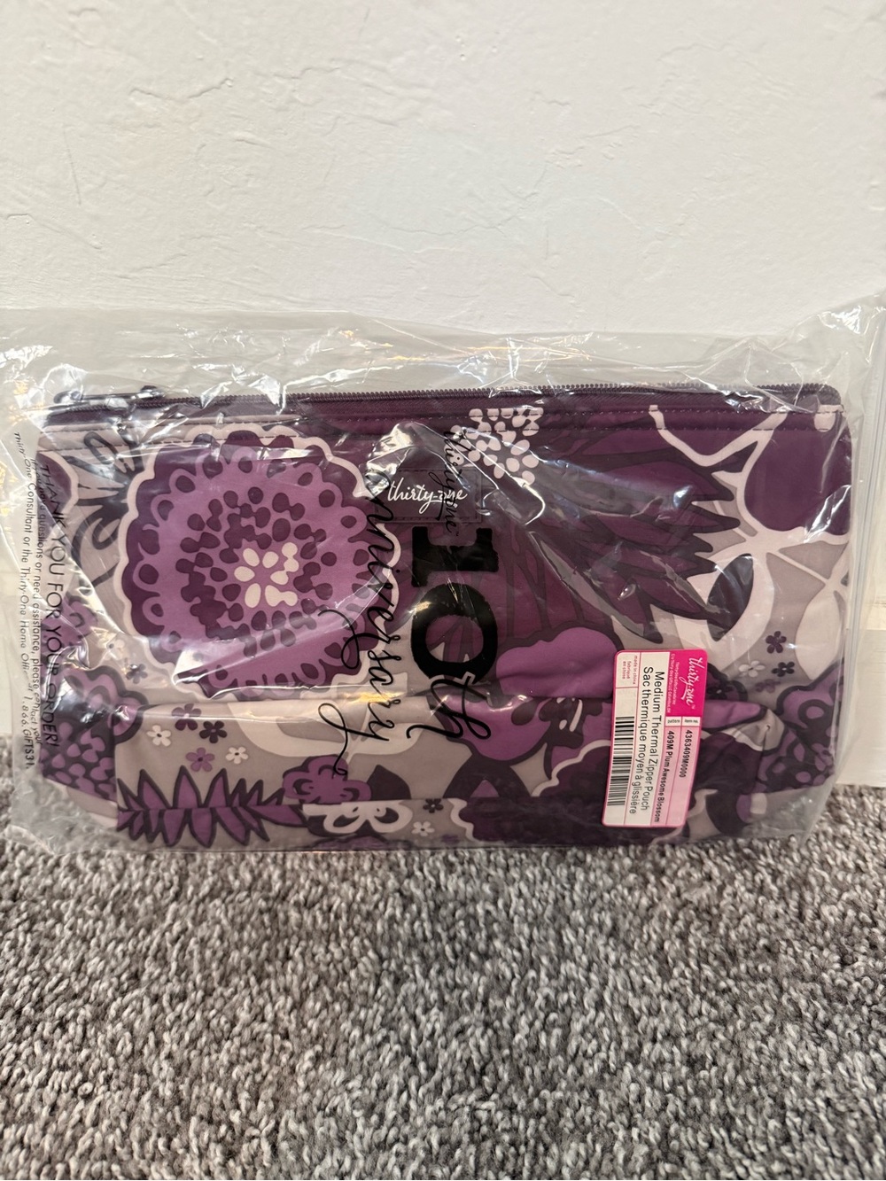 Thirty-One Medium Thermal Pouch in Plum Awesome Blossom-NIP